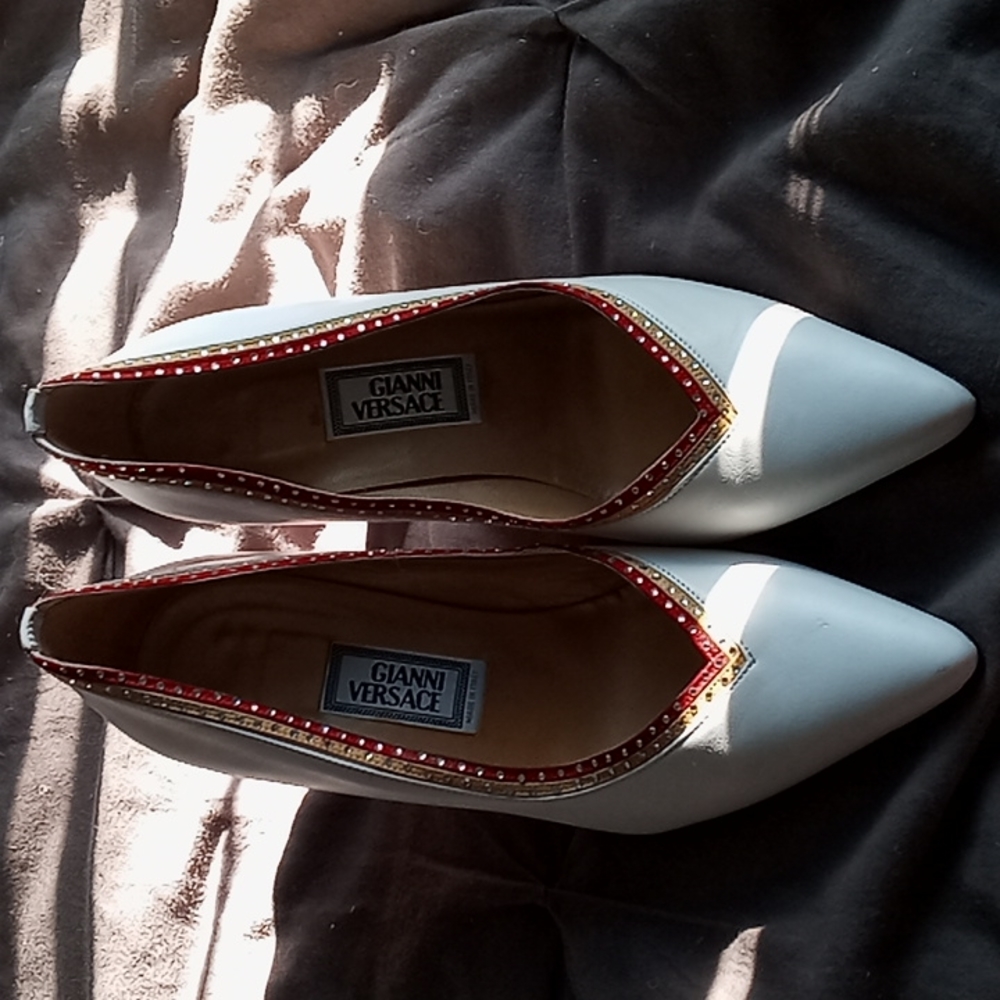 Versace white vintage heels